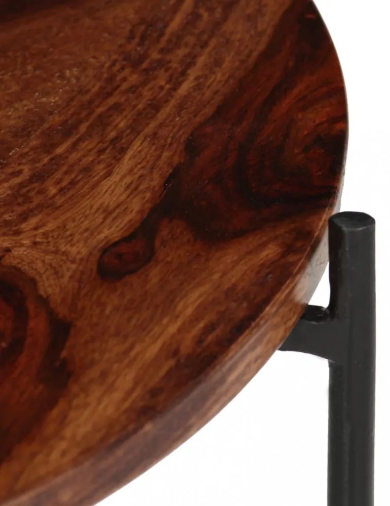 2 db tömör akácfából dohányzóasztal 60 x 35 cm