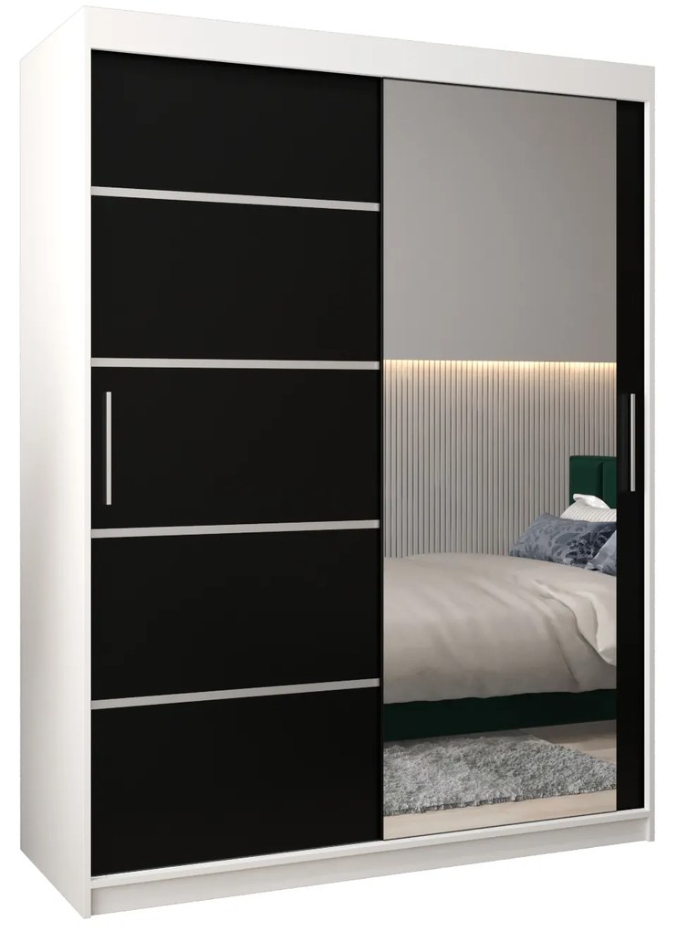 Ruhásszekrény 180 cm tükörrel Verika 2 180 (fehér + fekete). 1064213
