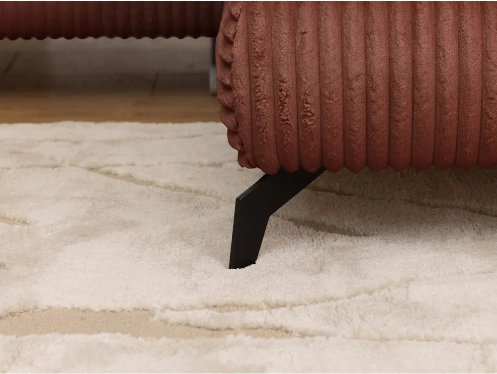 Terrakotta színű kordbársony sarokkanapé (jobb oldali-L alakú) Marbeya – Ropez