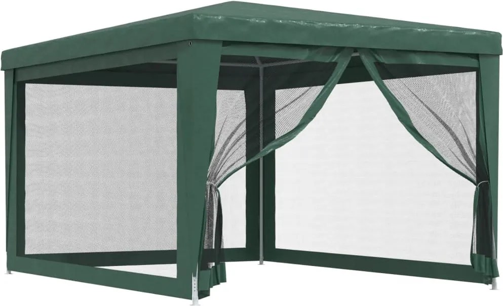 Zöld HDPE rendezvénysátor 4 hálós oldalfallal 3x4 m