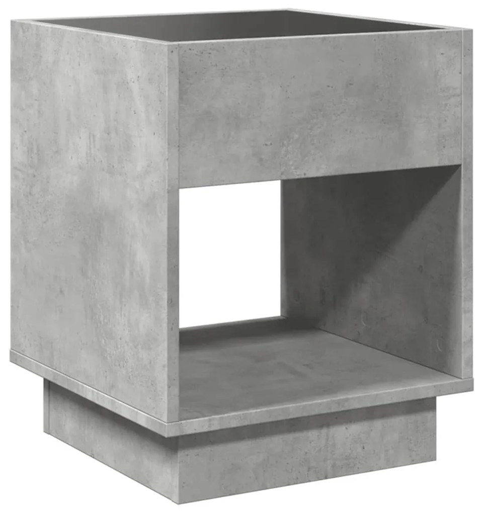 betonszürke végtelen hatású LED-es éjjeliszekrény 40x40x50 cm
