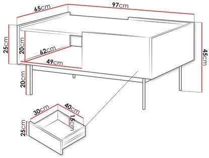 Dohányzóasztal Corado CL97 (kasmír + linea tölgy) . 1103709