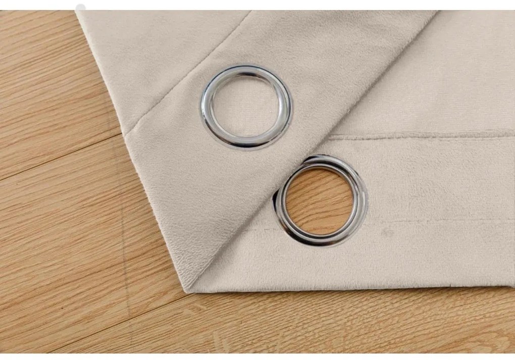 VELVET bézs sötétítőfüggöny 140x250 cm Felfüggesztés: Fém gyűrűk