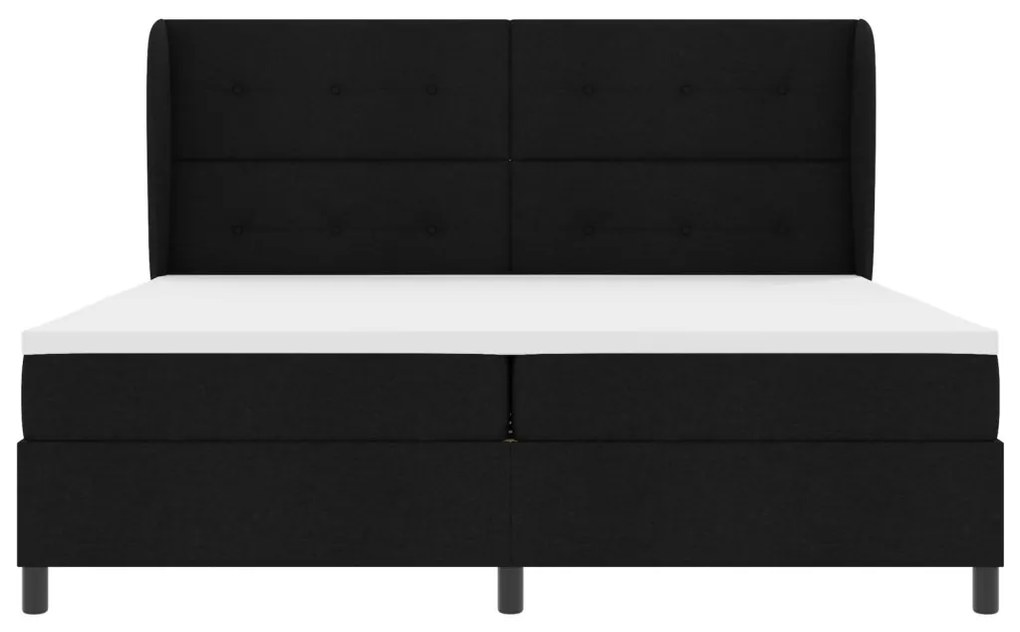 Boxspring Ágy Matraccal Fekete 200x200 cm Textil