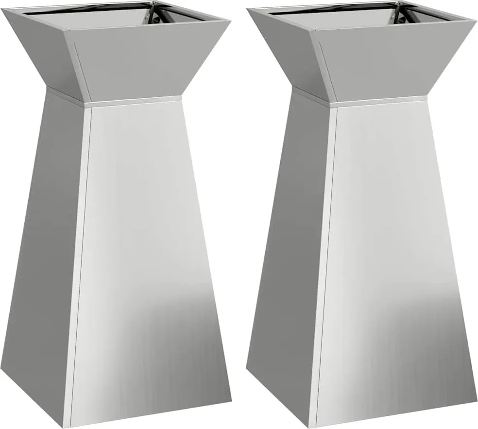 vidaXL Pillér Ültető 2 pcs Ezüst 35 x 35 x 73 cm