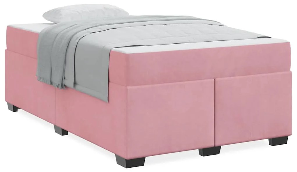 Ágykeret matraccal matracmal Rózsaszín 120 x 190 cm Bársony