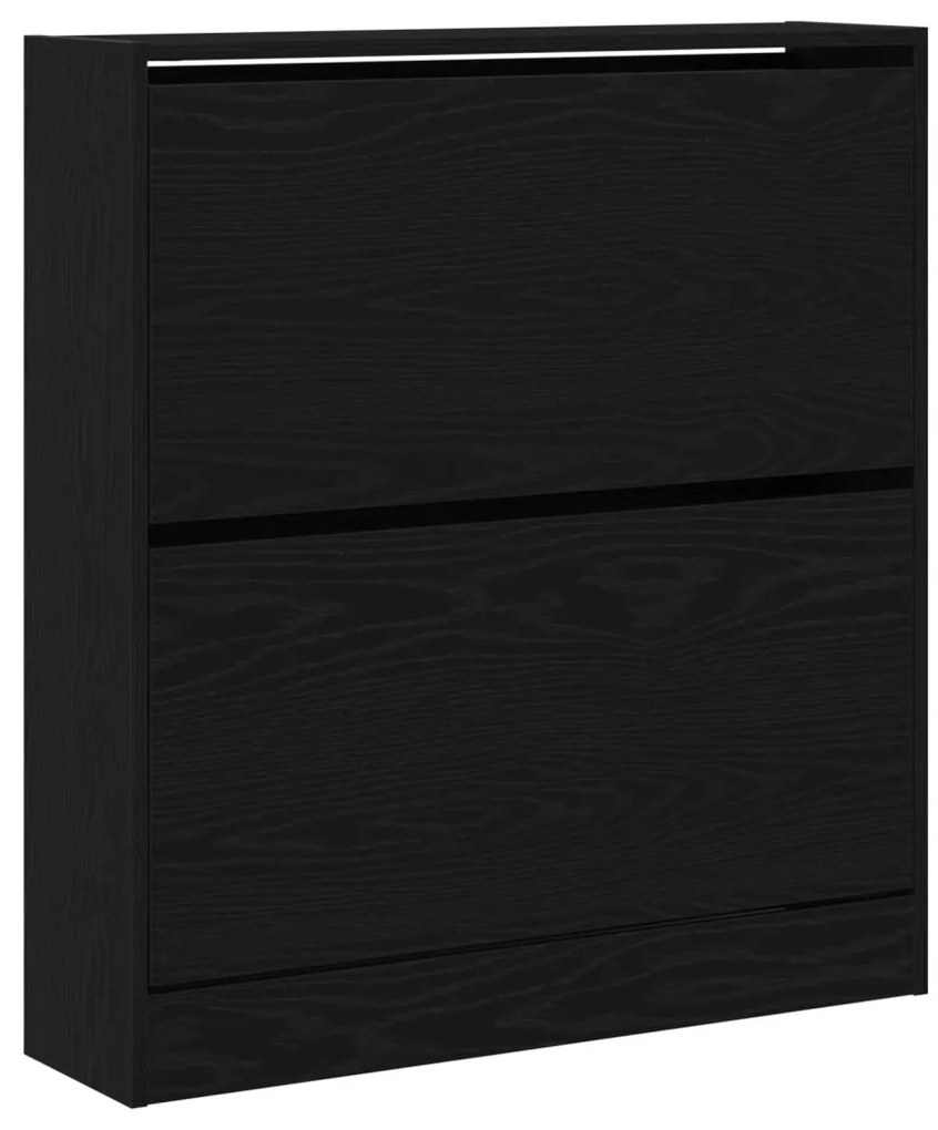 vidaXL Cipőtároló Flip Fiókkal Fekete Tölgy 80x21x87,5 cm