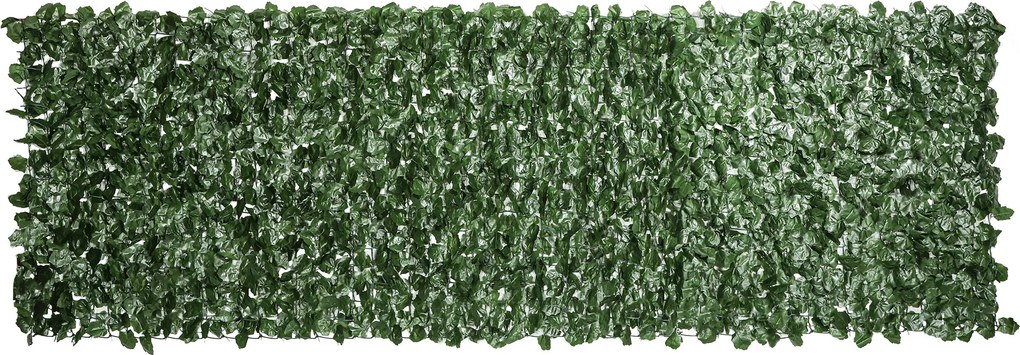 Outsunny Mesterséges Sövény Magánéletvédelmi Panel Dekorációs Tekercs 3L x 1H m Valósághű UV-álló Sötét Zöld | Aosom