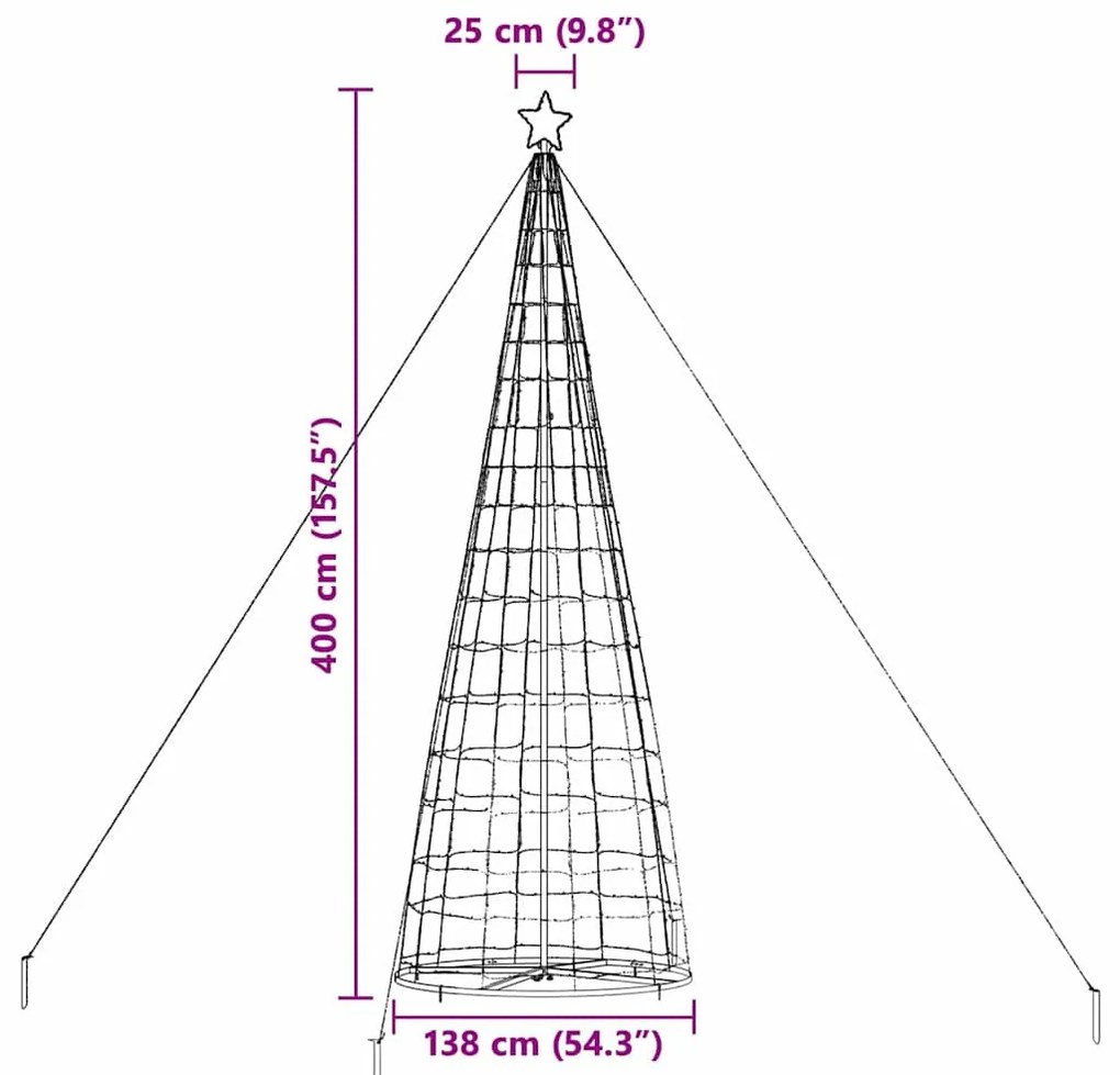 LED Karácsonyi Fenyő 800 LED-del állvánnyal Sokszínű 400 cm Vas