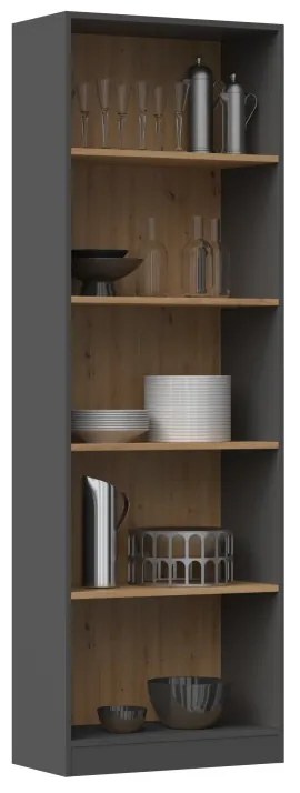 Riano MIX R60 polcos szekrény, 60x182x30 cm, antracit-tölgy