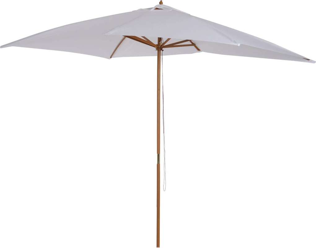 Outsunny Kert Parasol 295x200 cm Fa Rúddal Bambusz Bordákkal és Kötéllel, Vízálló Téglalap alakú Kert Napernyő Teraszra vagy Utcára, Klasszikus Stílus
