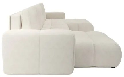 ALMADA U-alakú, kárpitozott, ággyá nyitható ülőgarnitúra ágyneműtartóval, bézs