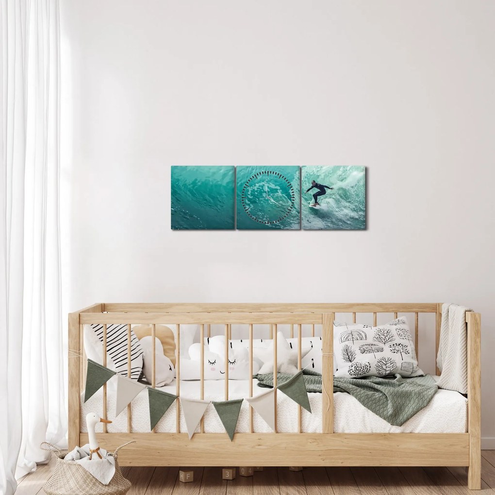 Szörfözés képe (órával) (90x30 cm)
