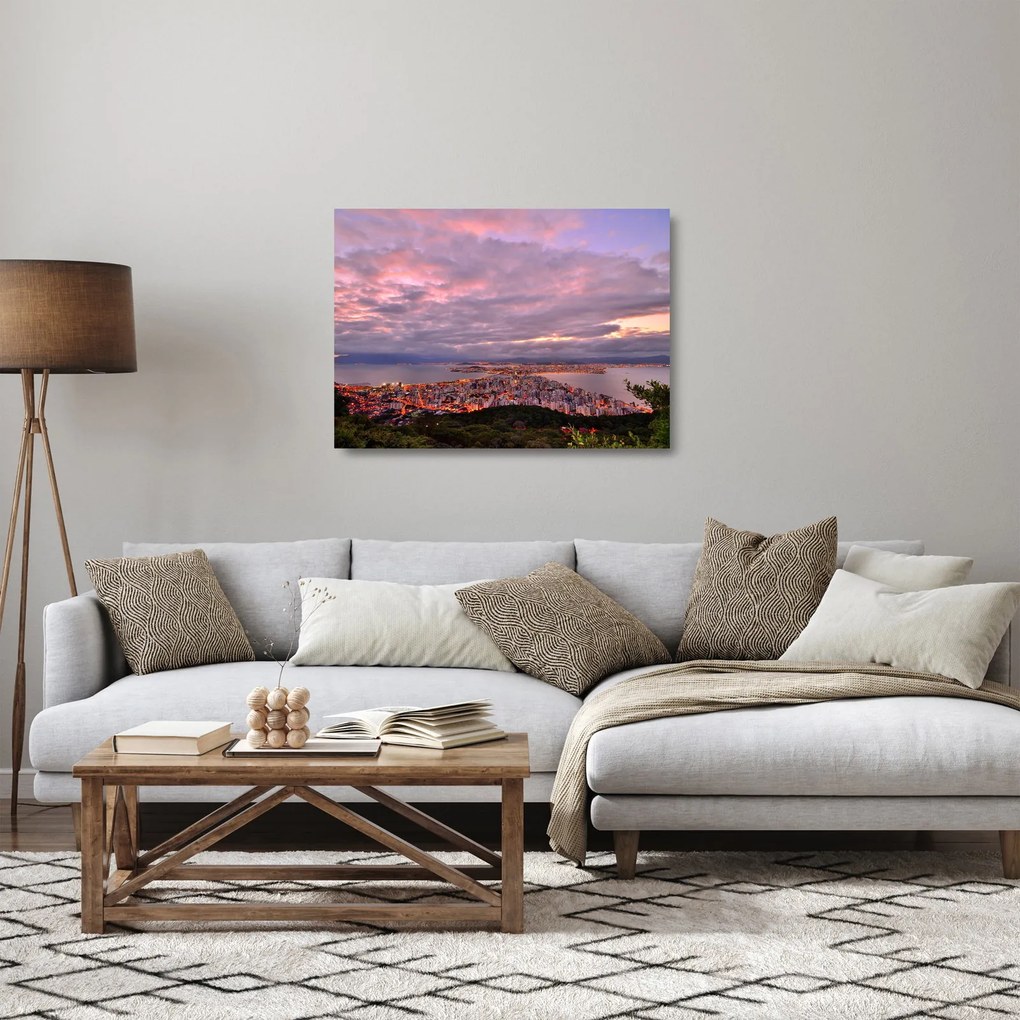 Kép - Alkonyat a város felett (üvegen) (70x50 cm)
