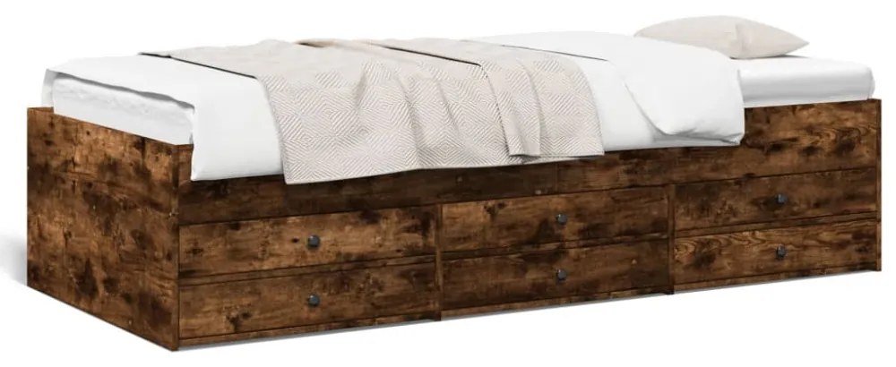 füstös tölgy kanapéágy fiókkal matrac nélkül 75x190 cm