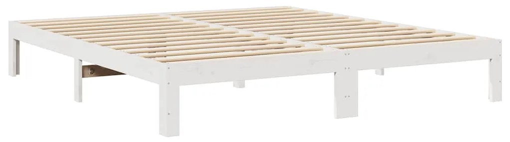családi ágykeret matrac nélkül fehér 270x200cm tömör fa fenyőfa