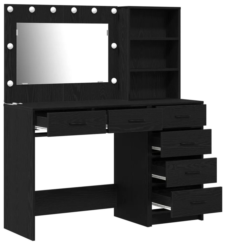 Öltözködőasztal fiókkal 2 pcs Fekete 78.5 x 41 x 135 cm Faanyag