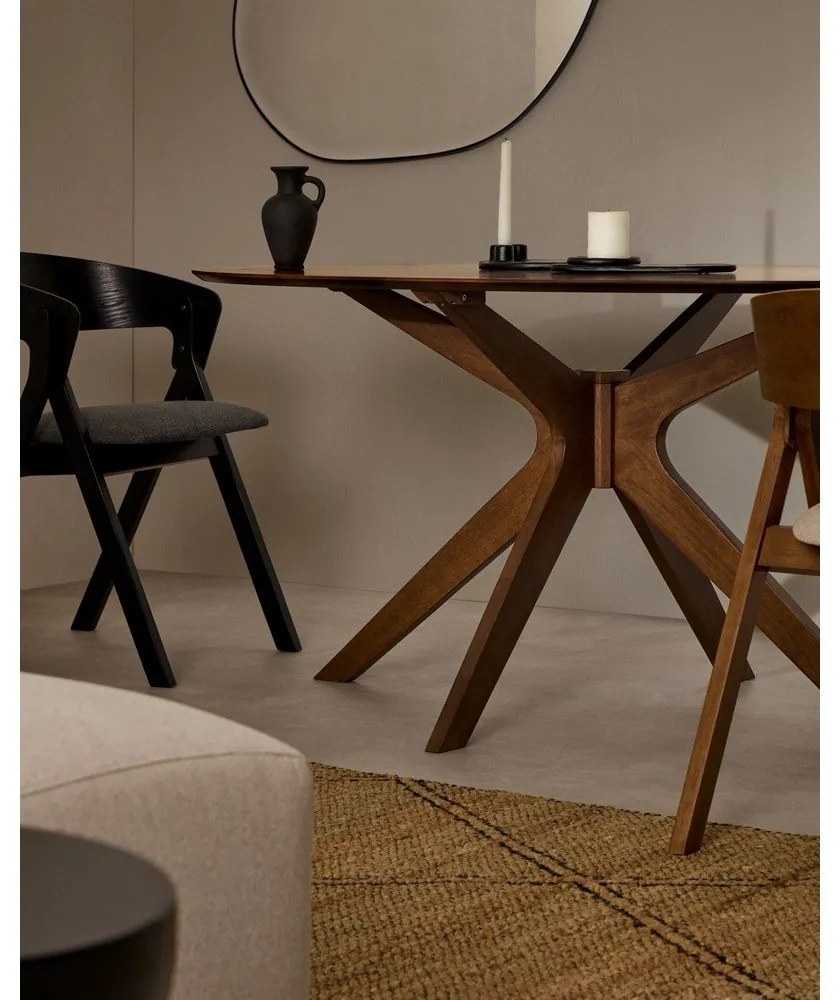 Kerek étkezőasztal diófa dekoros asztallappal ø 120 cm Naanim – Kave Home