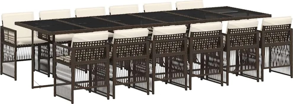 vidaXL 13 részes barna polyrattan kerti ülőgarnitúra párnákkal