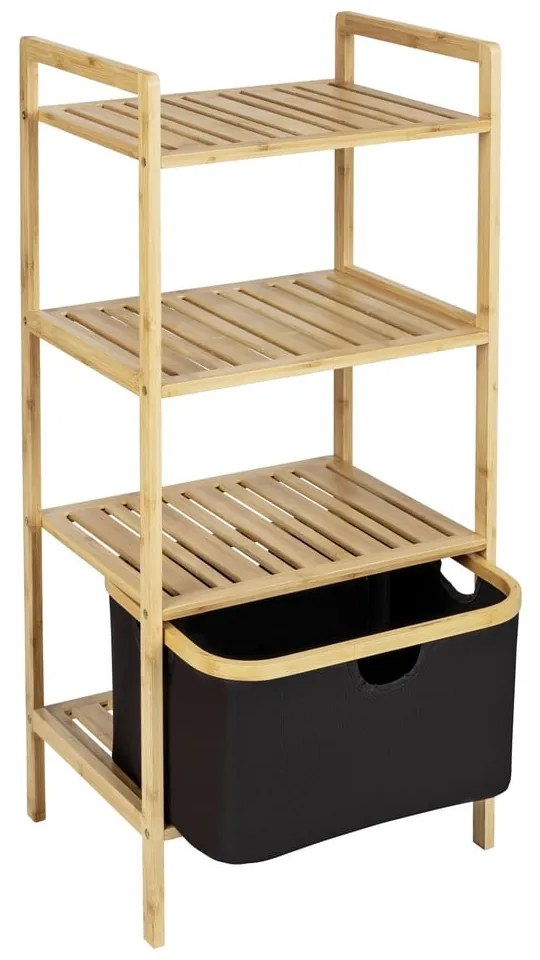 Fekete-natúr színű bambusz fürdőszobai polcos állvány 44x93,5 cm Ecori – Wenko