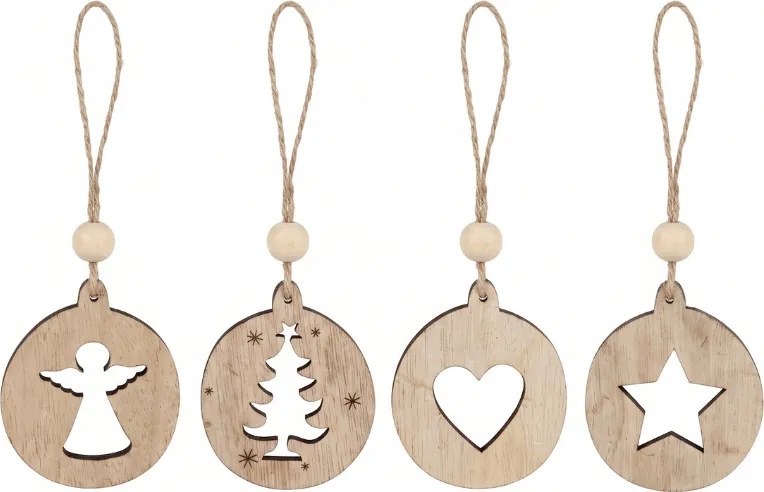 Karácsonyi dísz RUSTIC JOY fa 7,5 cm - különböző minták