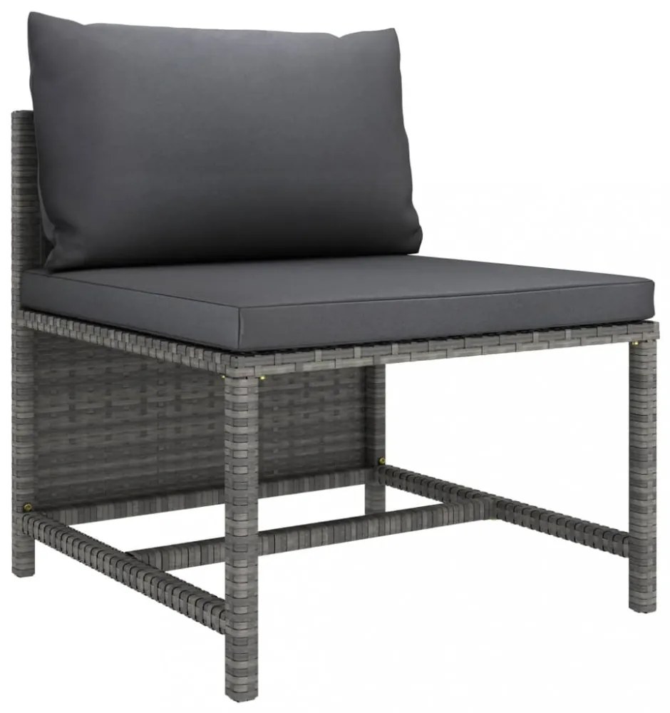 3 részes szürke polyrattan kerti bútorszett párnákkal