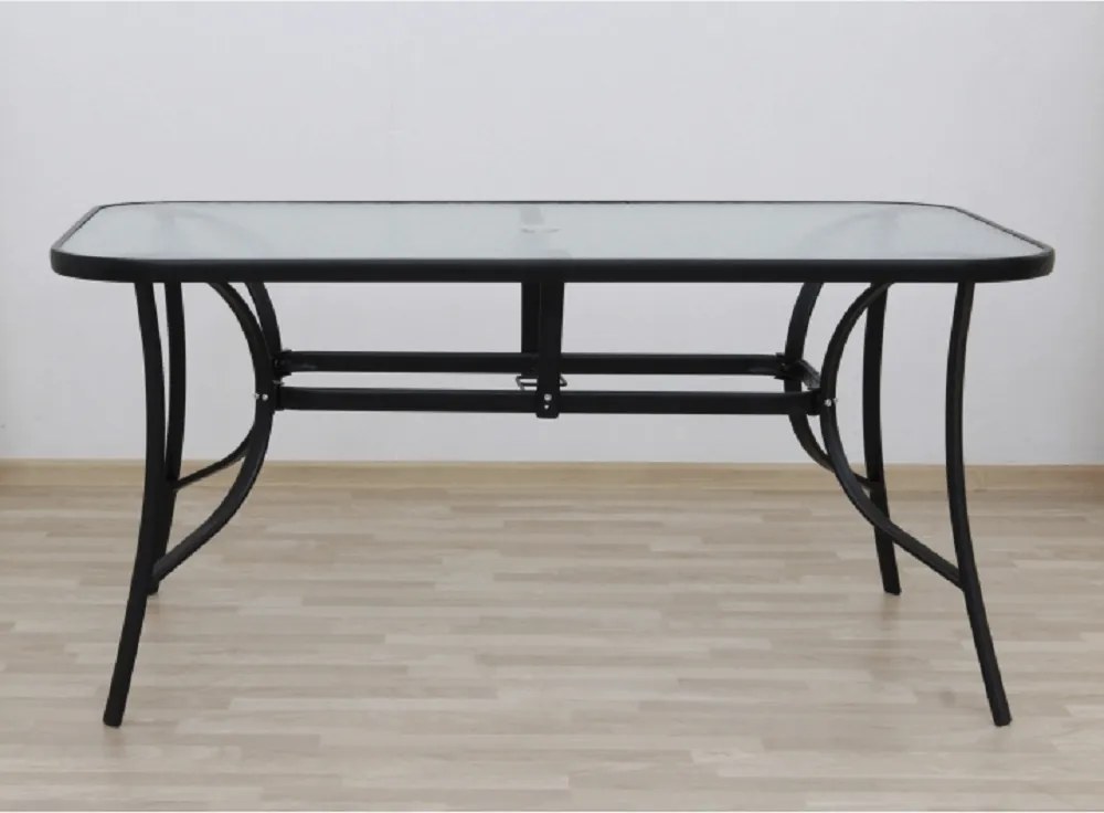 Étkezőasztal, edzett üveg/acél, 150x90 cm, PASTER