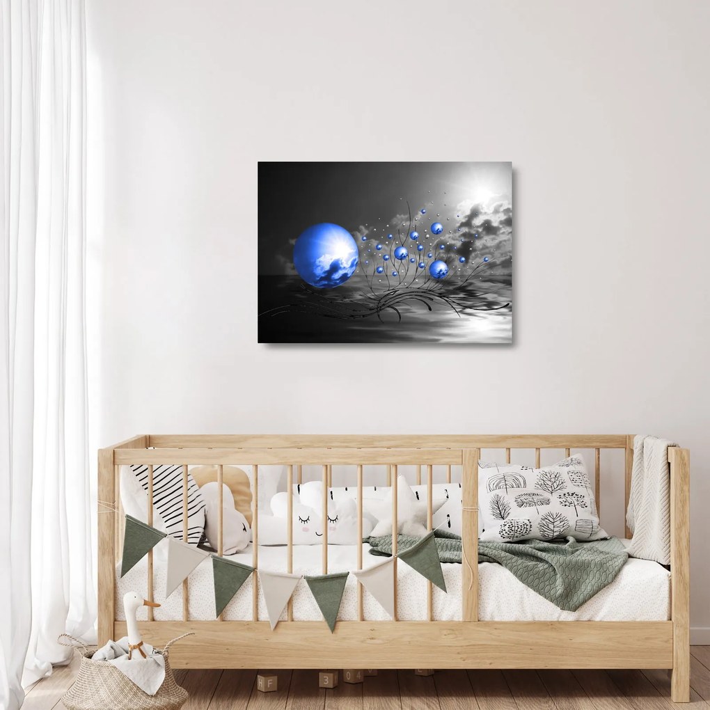 Világoskék gömbök képe (üvegen) (70x50 cm)