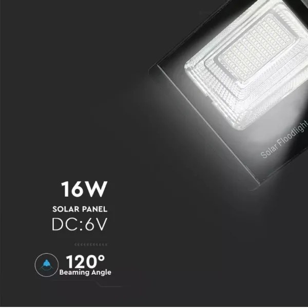 LED állítható fényerejű napelemes reflektor 16W, 4000K, IP65, DO-val