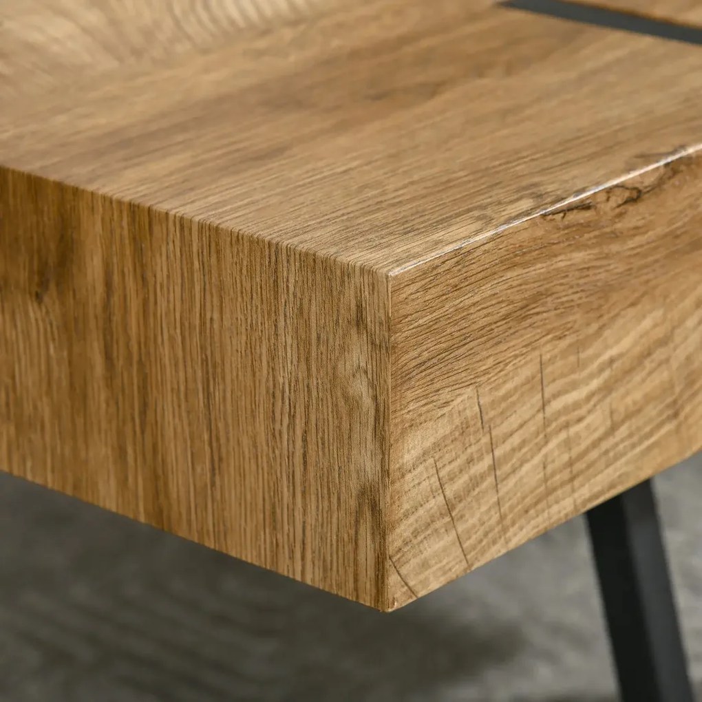 HOMCOM Dohányzóasztal, ipari design, 105 cm x 60 cm x 42 cm fekete-barna