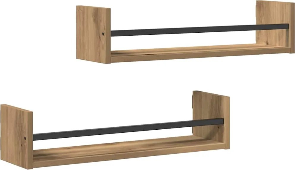 vidaXL Falpolc Falra szerelhető 2 pcs Artisan tölgy 60 x 16 x 14 cm