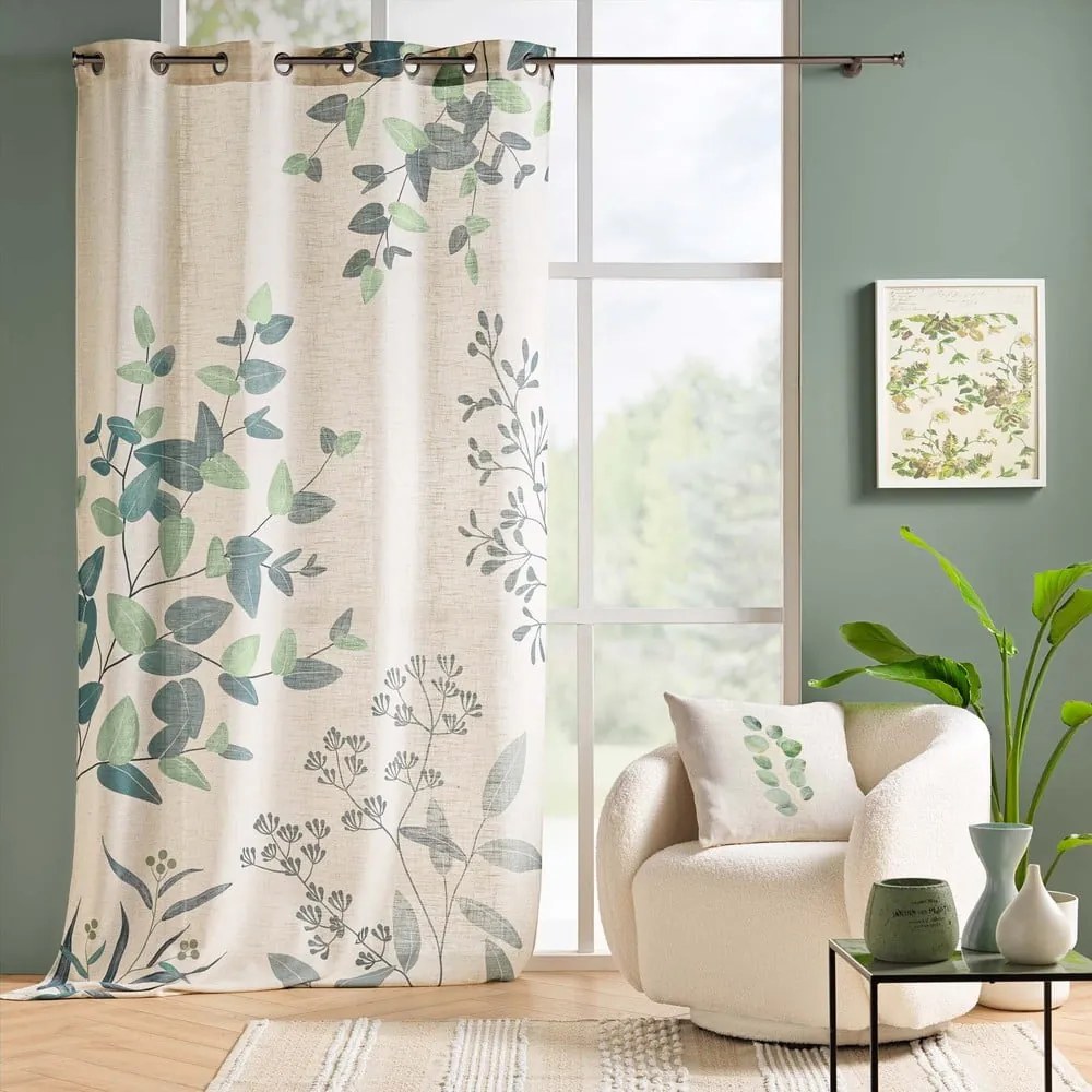 Zöld-bézs függöny 140x260 cm Botanica – douceur d'intérieur