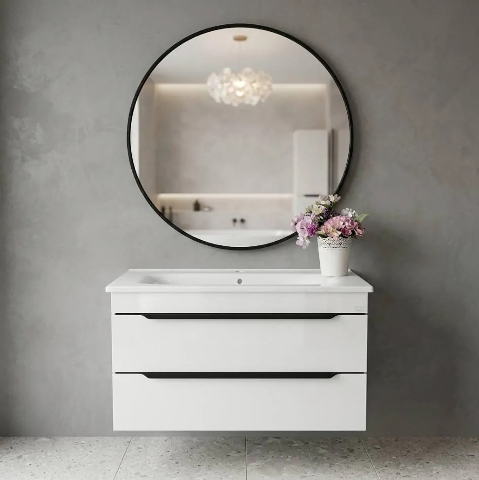 TMP IRON fürdőszobai tükör - FEKETE keret - kerek - 70 cm