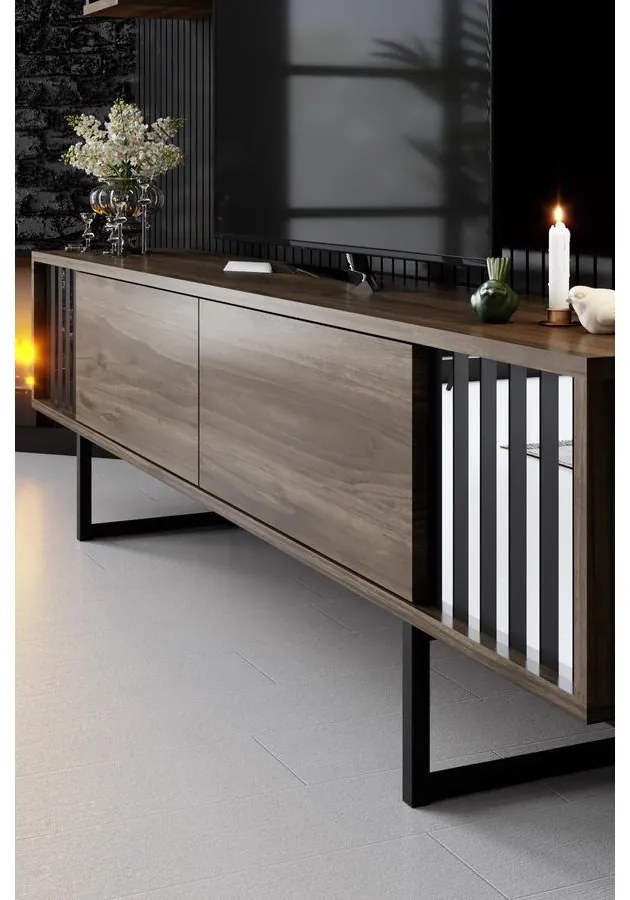 TV szekrény Chrome Line - Walnut, Black