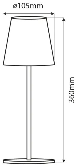 LED érintős asztali lámpa, állítható fényerő, 5W, 5V USB, 1200 mAh, fekete