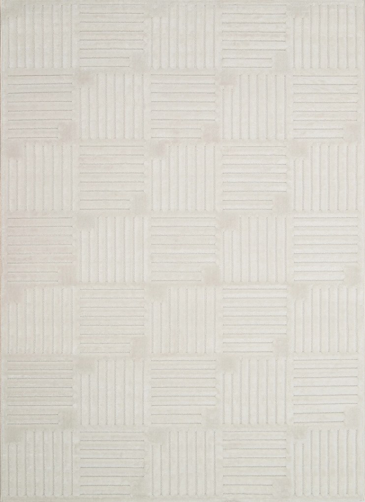 Fehér szőnyeg nappaliba ,modern kivágott boho minta 133x190 cm