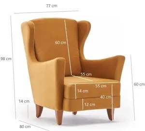 NUPI füles fotel, sárga