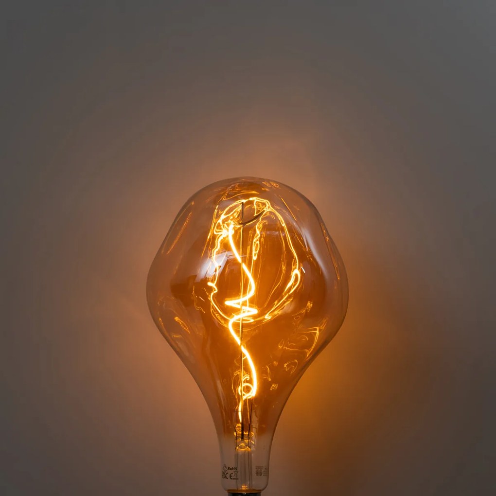 E27 dimmelhető LED lámpa spirál izzószállal PS160 tükrözött arany 6W 100 lm 1800K