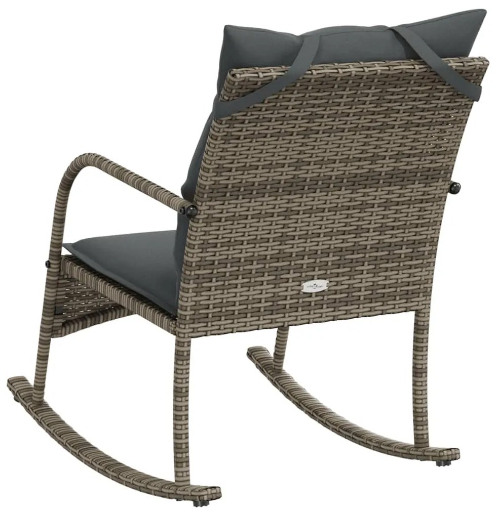 szürke polyrattan kerti hintaszék párnával