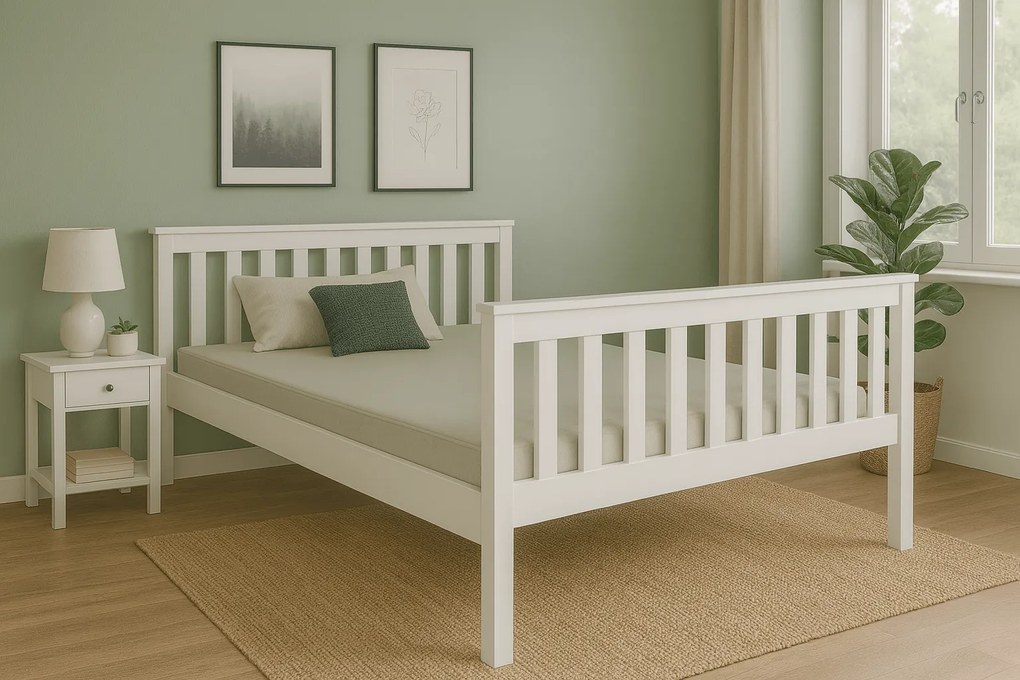 Ágy KALEA 90 x 200 cm, fehér Ágyrács: Léces ágyrács, Matrac: Coco Maxi 20 cm matrac