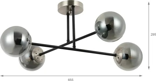 Brilagi - Felületre szerelhető csillár MALIVA 4xE14/15W/230V matt króm/füstszínű