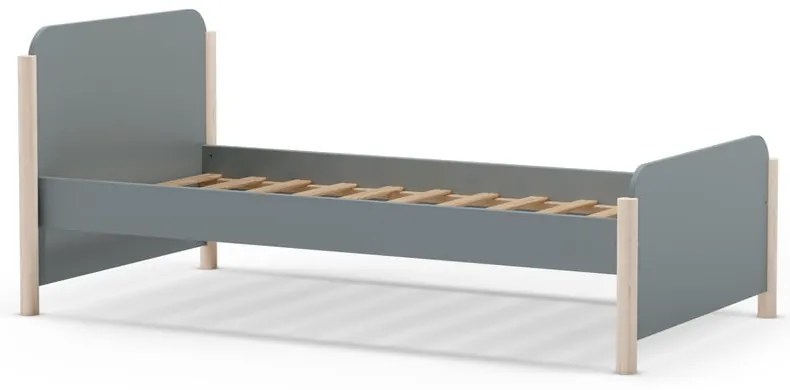 Szürkészöld borovi fenyő gyerekágy ágyráccsal 90x190 cm Enola – Marckeric
