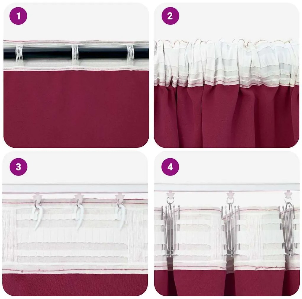 Függönyök függönyökkel 2 pcs Bordó 245x140cm Poliészter