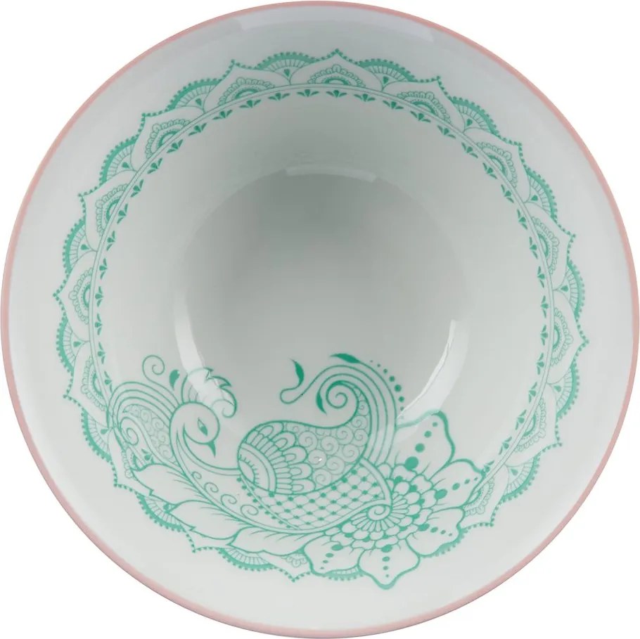 ORNAMENTS tálka 520 ml, zöld-rózsaszín