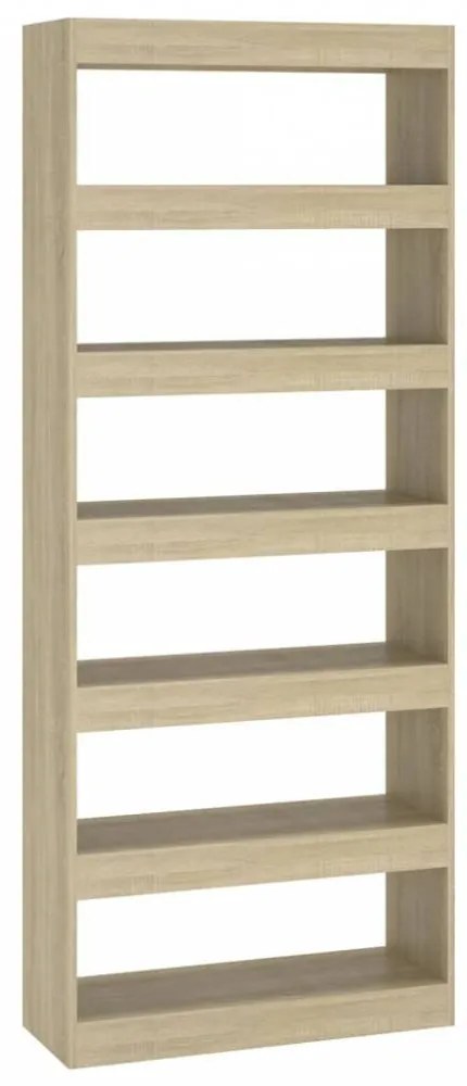 Sonoma-tölgy forgácslap könyvszekrény/térelválasztó 80x30x198cm