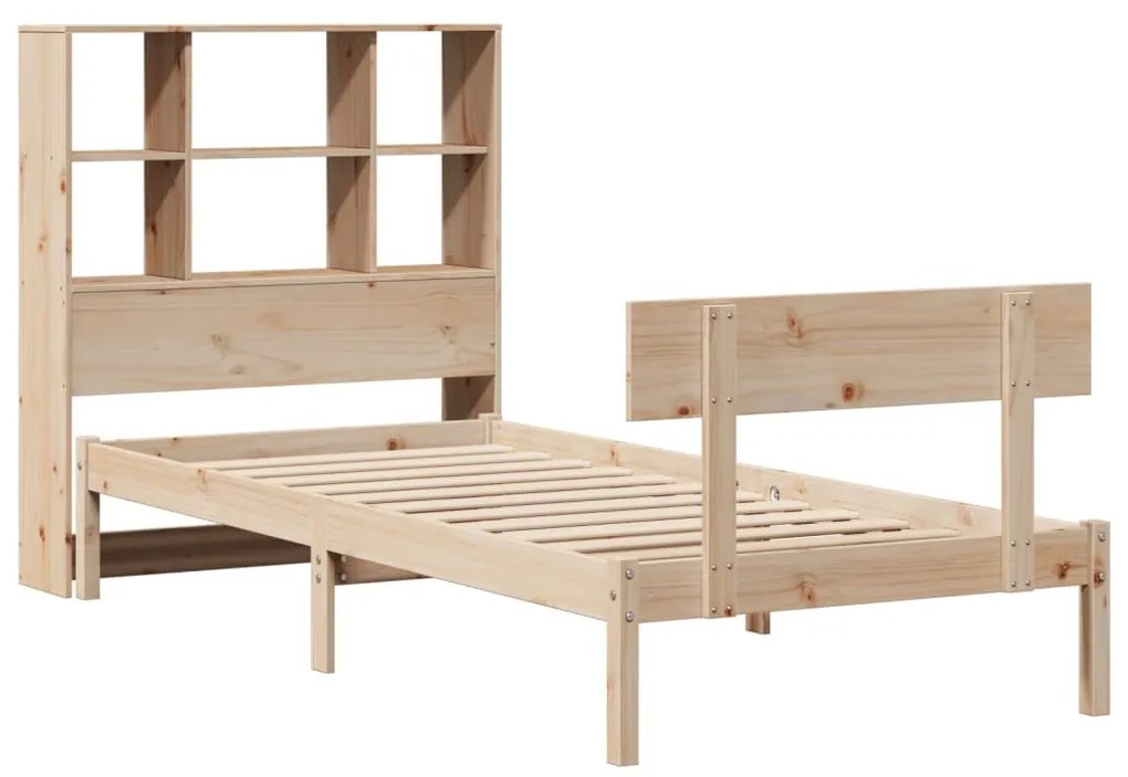 tömör fenyőfa könyvespolcos ágy matrac nélkül 90 x 200 cm