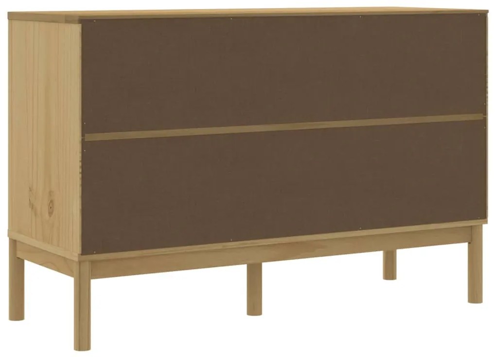 FLORO viaszbarna tömör fenyőfa tálalószekrény 114 x 43 x 74 cm