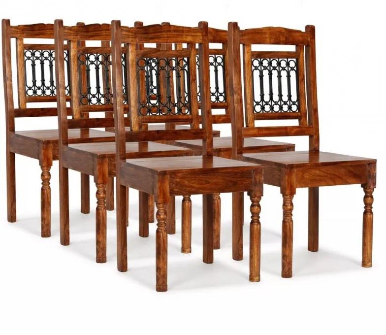 6 db klasszikus stílusú tömör fa szék paliszander felülettel