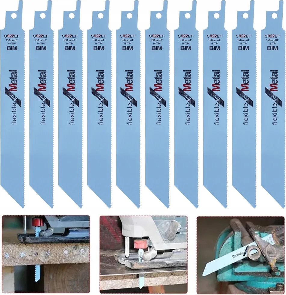 10DB Szablyafűrészlap Fémhez 150mm Róka Farok S922EF