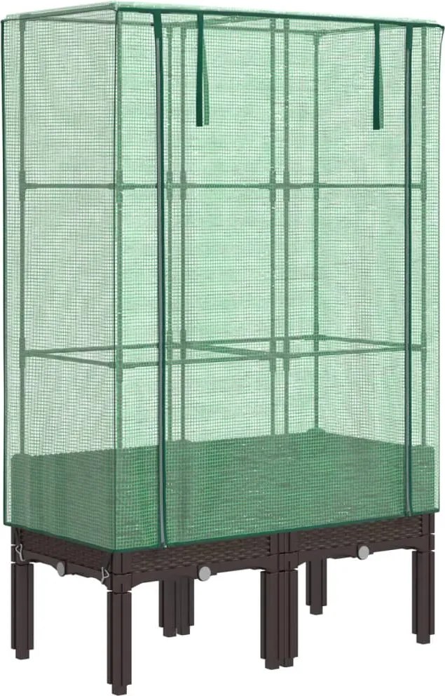 vidaXL rattan megjelenésű magaságyás melegháztakaróval 80x40x140 cm